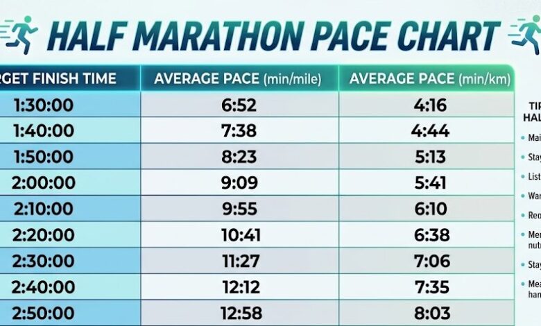 half marathon pace chart